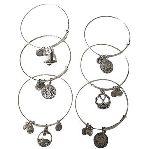 Lot of 6 Alex and Ani Silver Color Bracelets